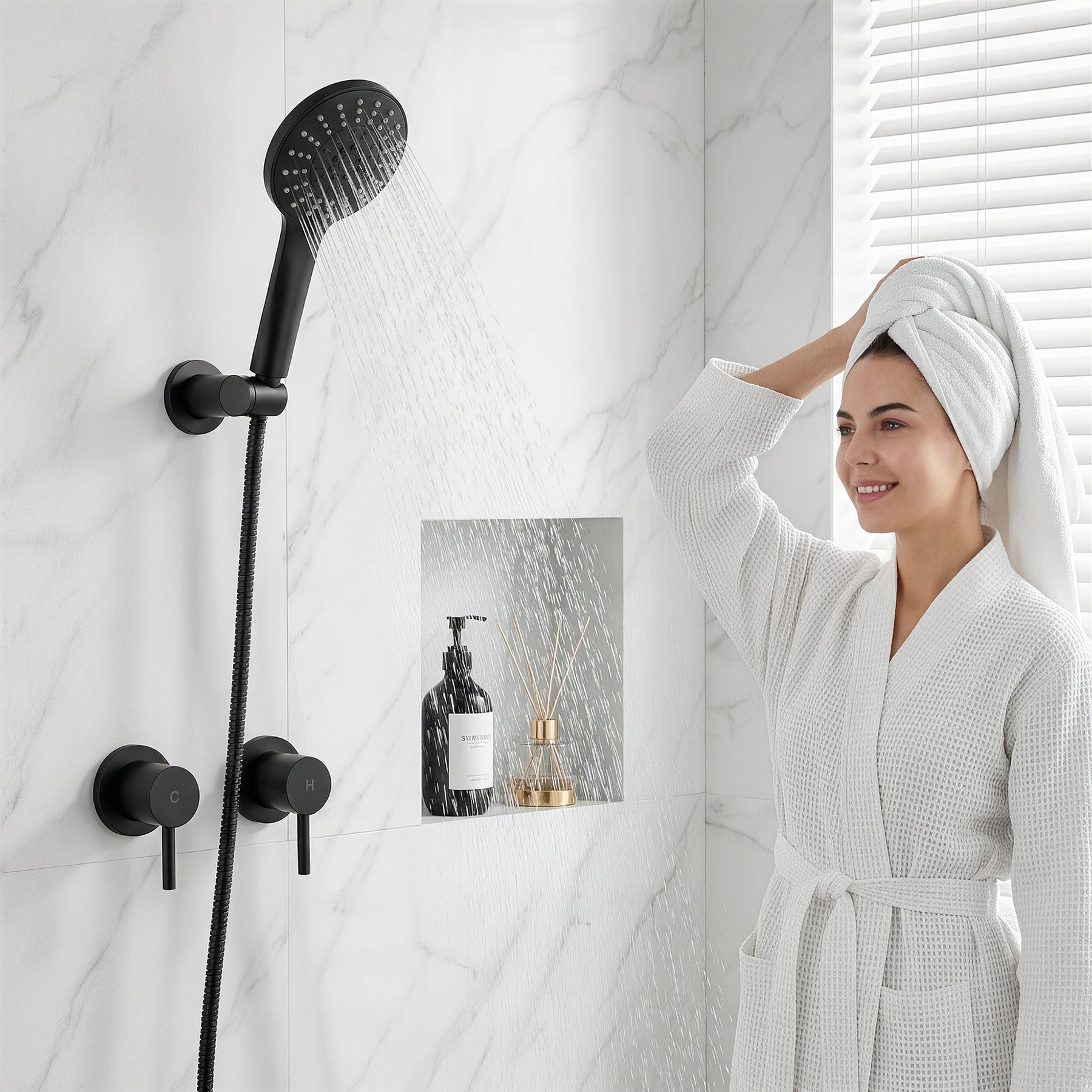 Cefito 4.5" Handheld Shower Head Round with Wall Twin Swivel Bathroom Tap - SuperSaverAU - view 10