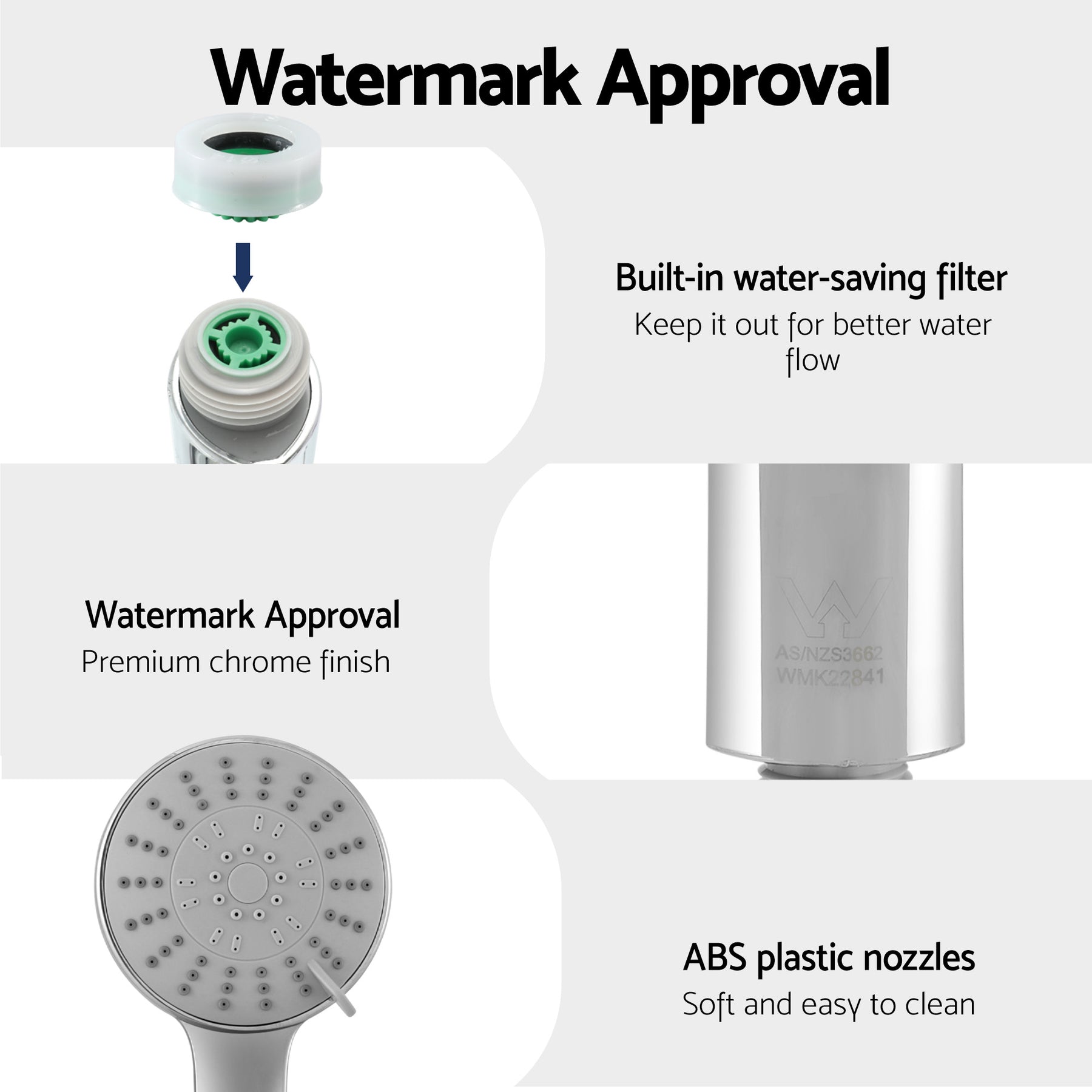 Cefito 4.5" Handheld Shower Head Round with Wall Bathroom Mixer Silver - SuperSaverAU - view 7