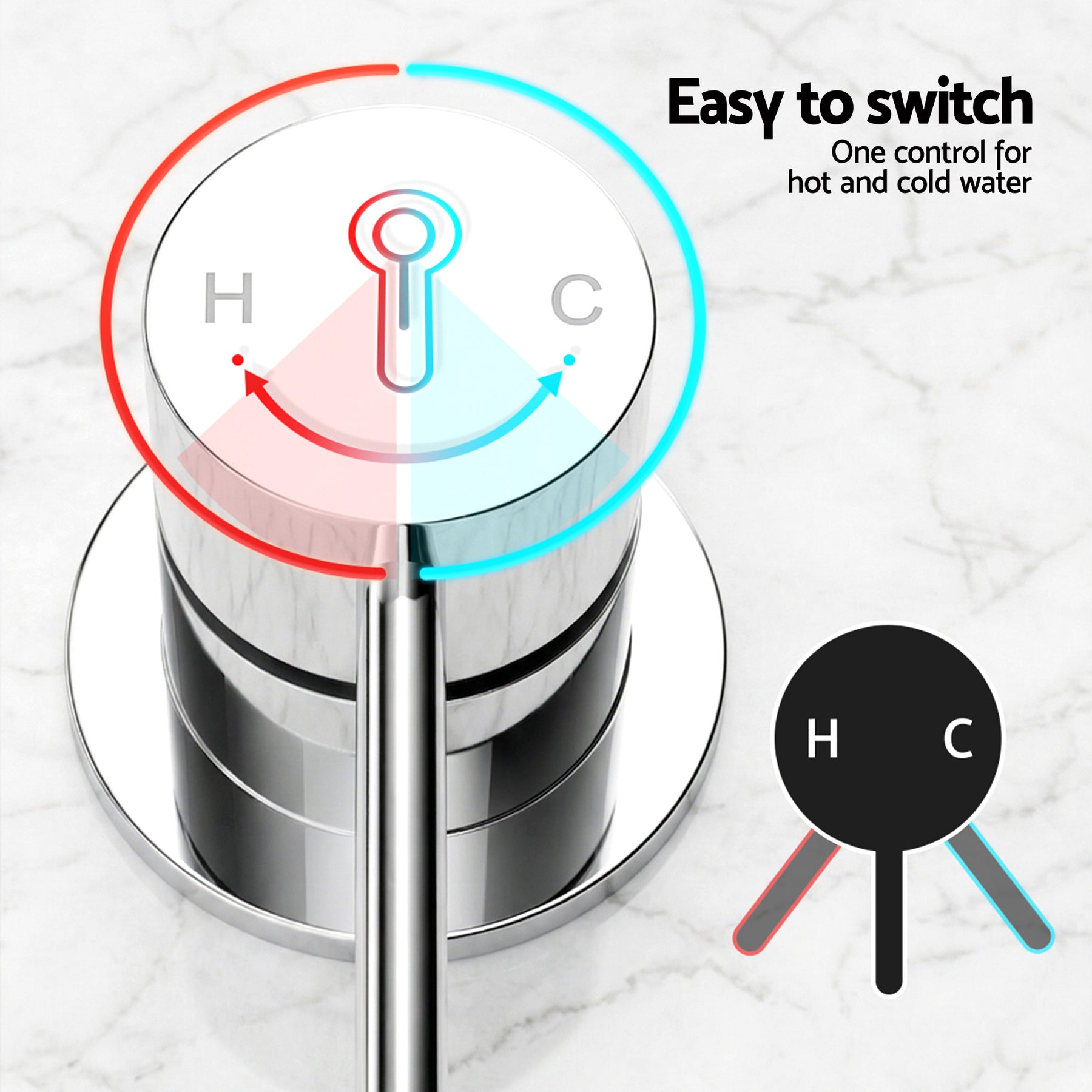 Cefito 4.5" Handheld Shower Head Round with Wall Bathroom Mixer Silver - SuperSaverAU - view 8