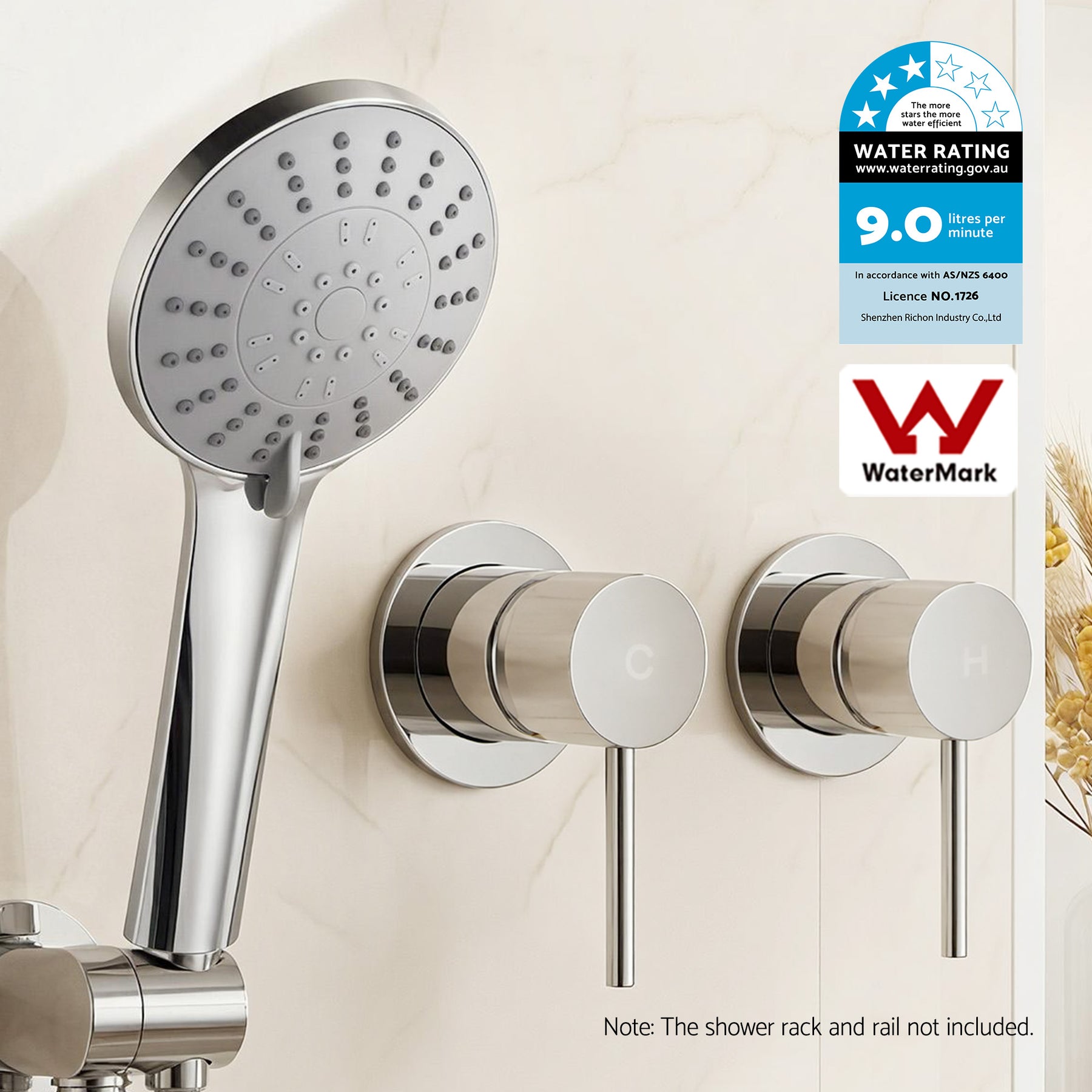 Cefito 4.5" Handheld Shower Head Round with Wall Twin Swivel Bathroom Tap Silver - SuperSaverAU - view 2
