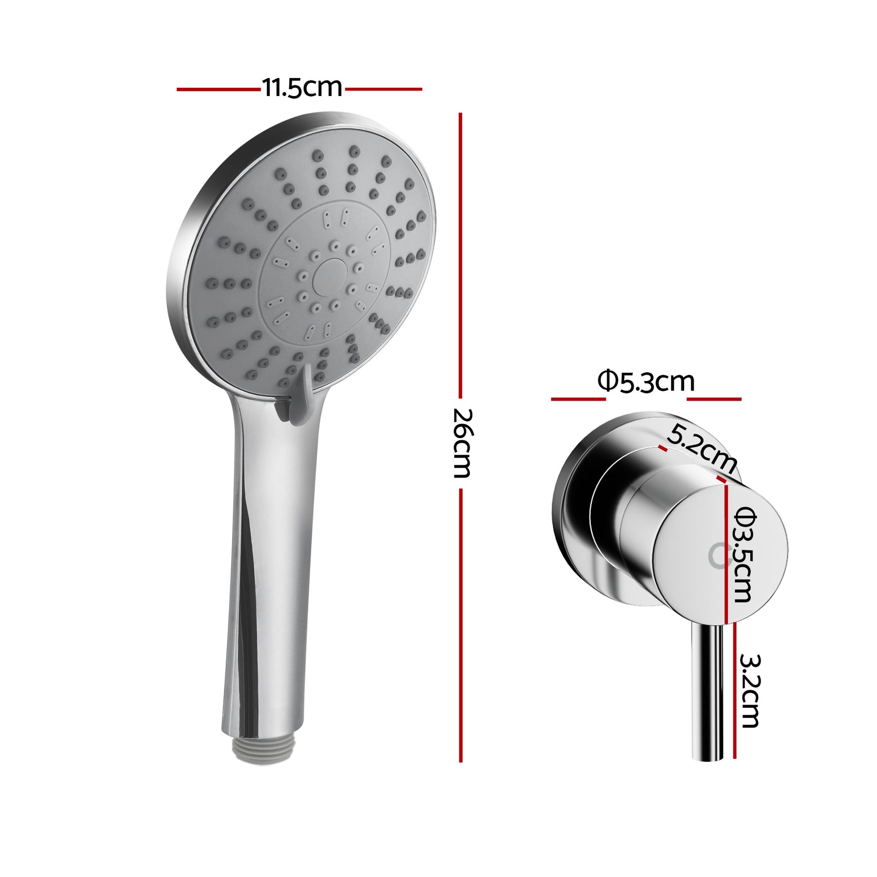 Cefito 4.5" Handheld Shower Head Round with Wall Twin Swivel Bathroom Tap Silver - SuperSaverAU - view 4
