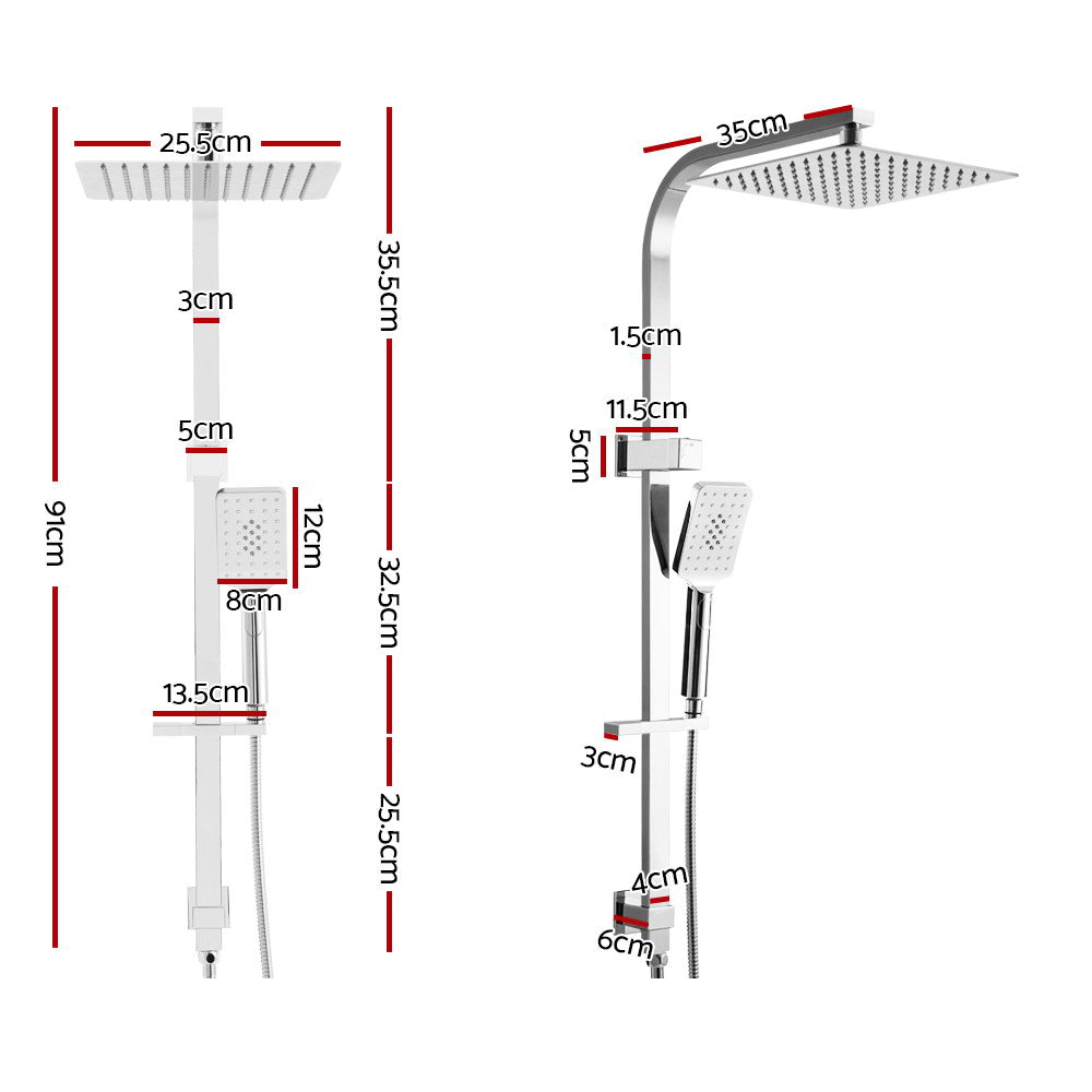 Cefito 10'' Rain Shower Head Set Handheld Square High Pressure Chrome - SuperSaverAU - view 2