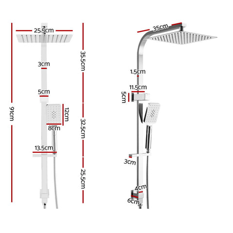 Cefito 10'' Rain Shower Head Set Handheld Square High Pressure Chrome - SuperSaverAU - view 2