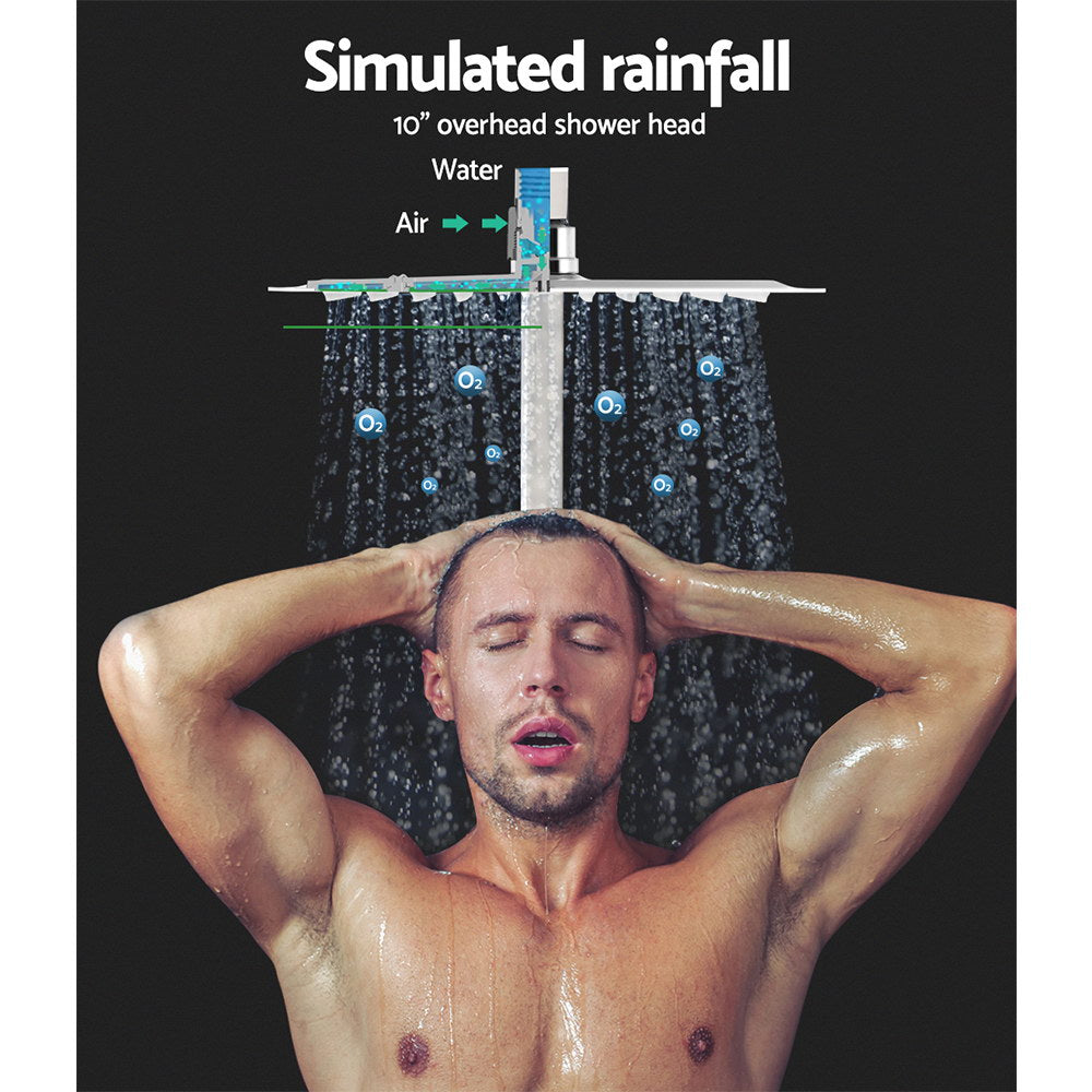 Cefito 10'' Rain Shower Head Set Handheld Square High Pressure Chrome - SuperSaverAU - view 3