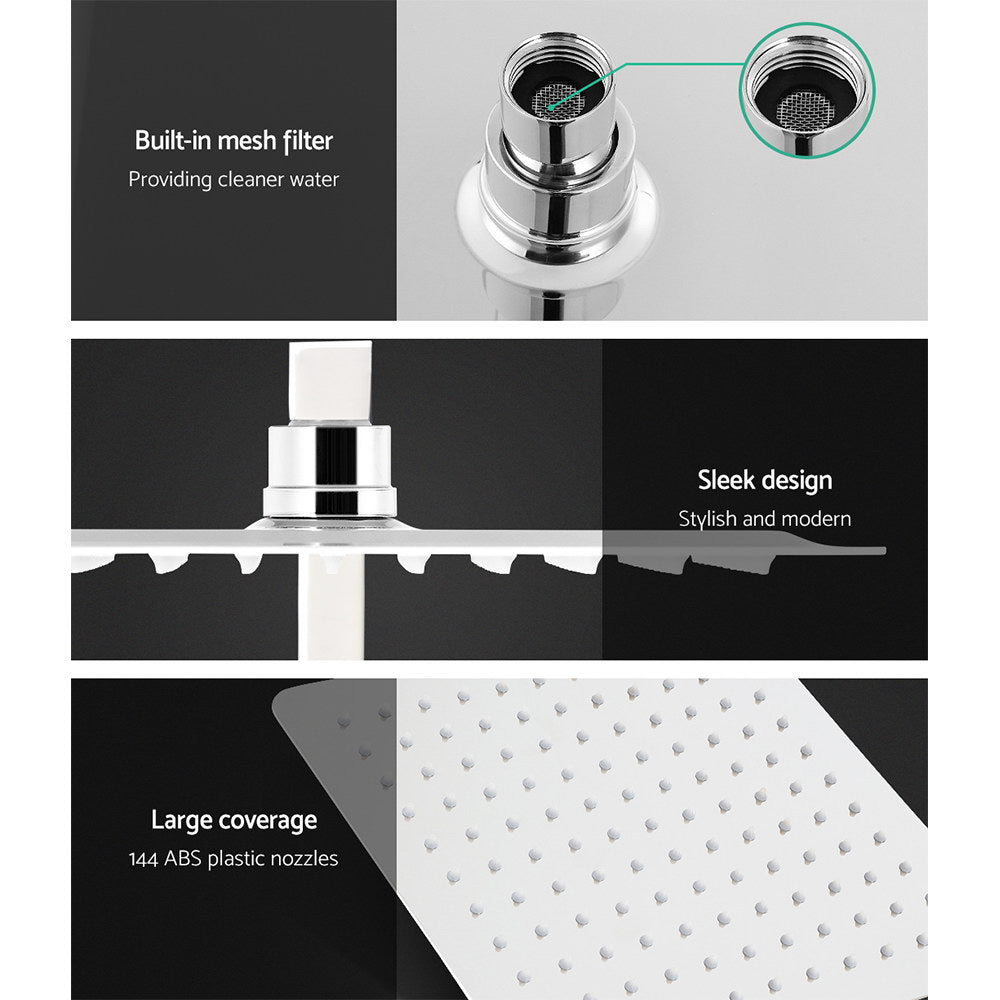 Cefito 10'' Rain Shower Head Set Handheld Square High Pressure Chrome - SuperSaverAU - view 4