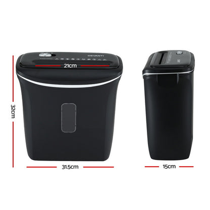 Devanti 12L Cross-Cut Shredder for Home Office - 8-Sheet Capacity