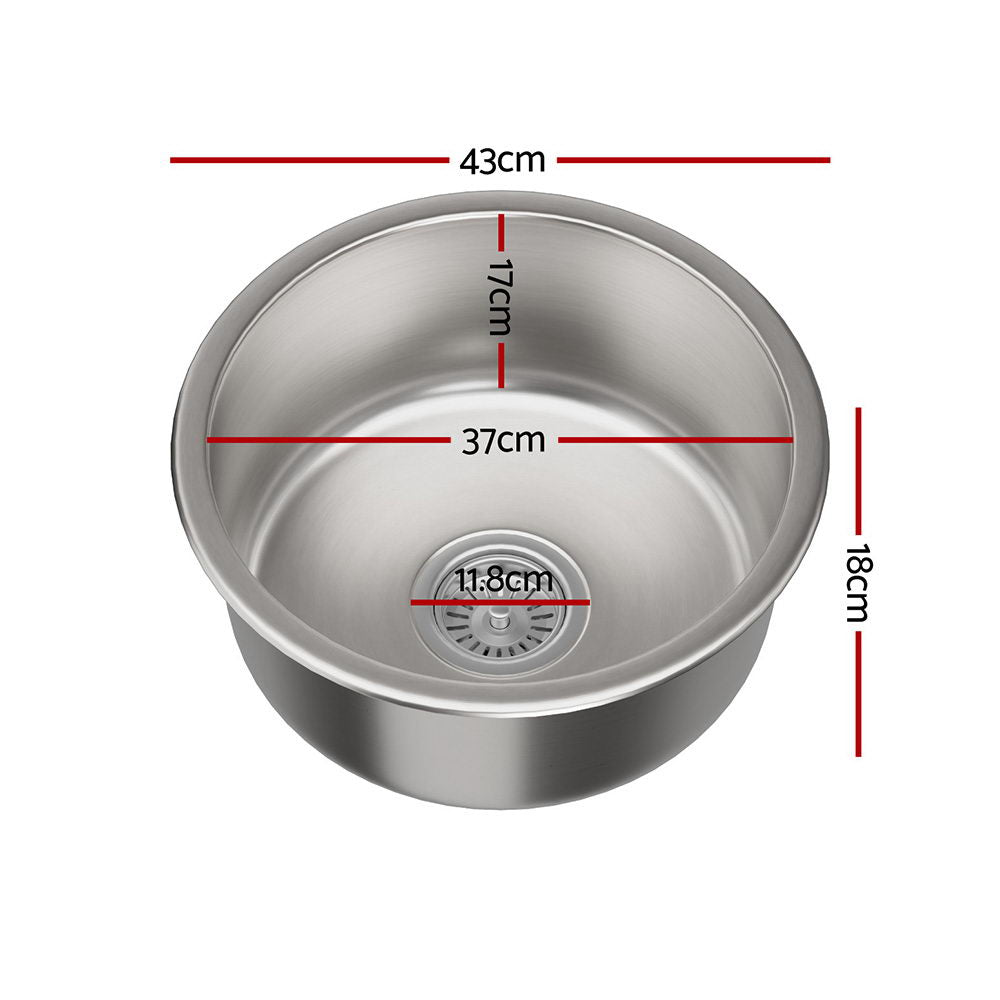 Cefito 43cm Round Stainless Steel Kitchen Sink