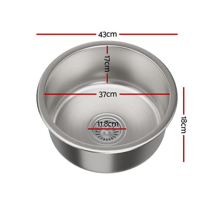 Cefito 43cm Round Stainless Steel Kitchen Sink