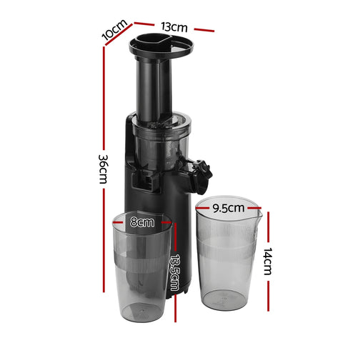 Devanti Slow Juicer Cold Press Fruit Juice Extractor 130W Black - SuperSaverAU - view 2