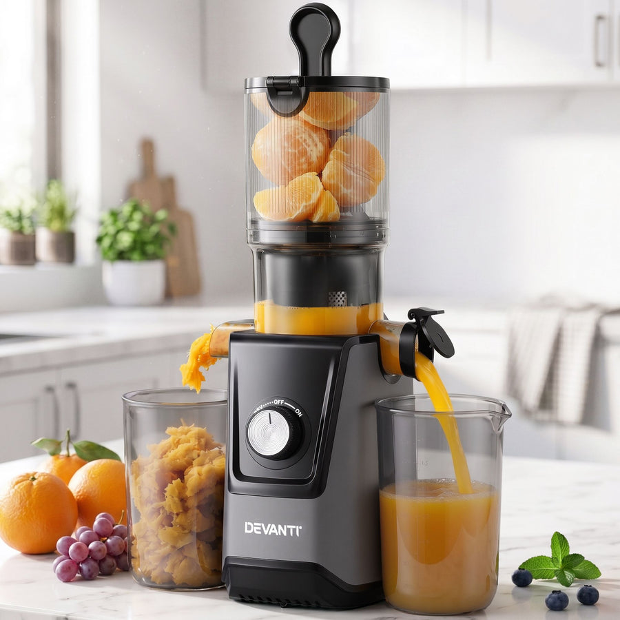 DEVANTI 200W Cold Press Slow Juicer with 108mm Chute
