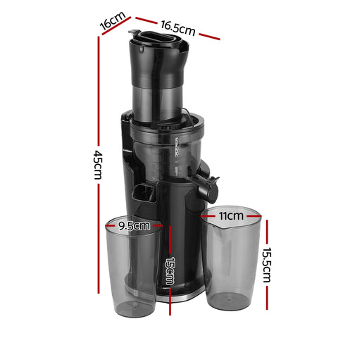 Devanti Slow Juicer Cold Press Fruit Juice Extractor 200W Black - SuperSaverAU - view 2