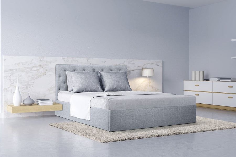 Shangri-La Newport Gas Lift Bed Frame (Pewter Grey, Queen)