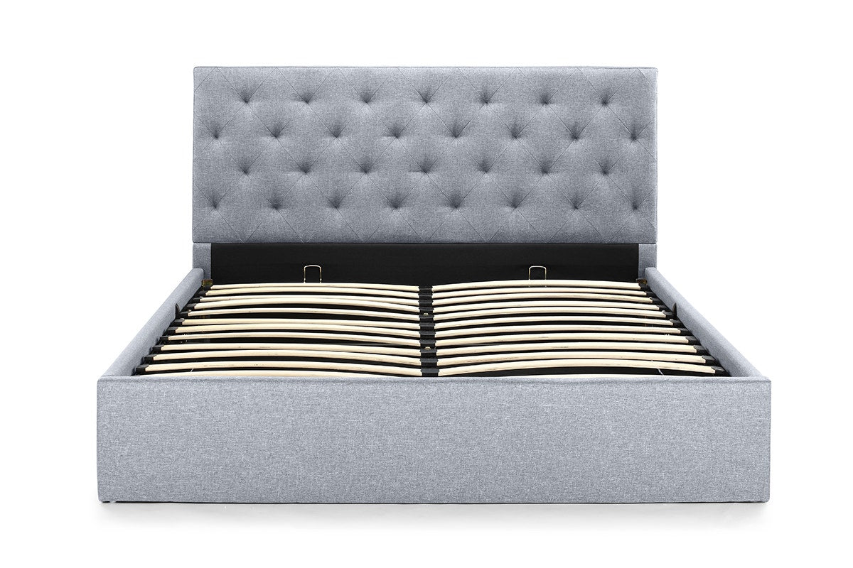 Shangri-La Newport Gas Lift Bed Frame (Pewter Grey, Queen)