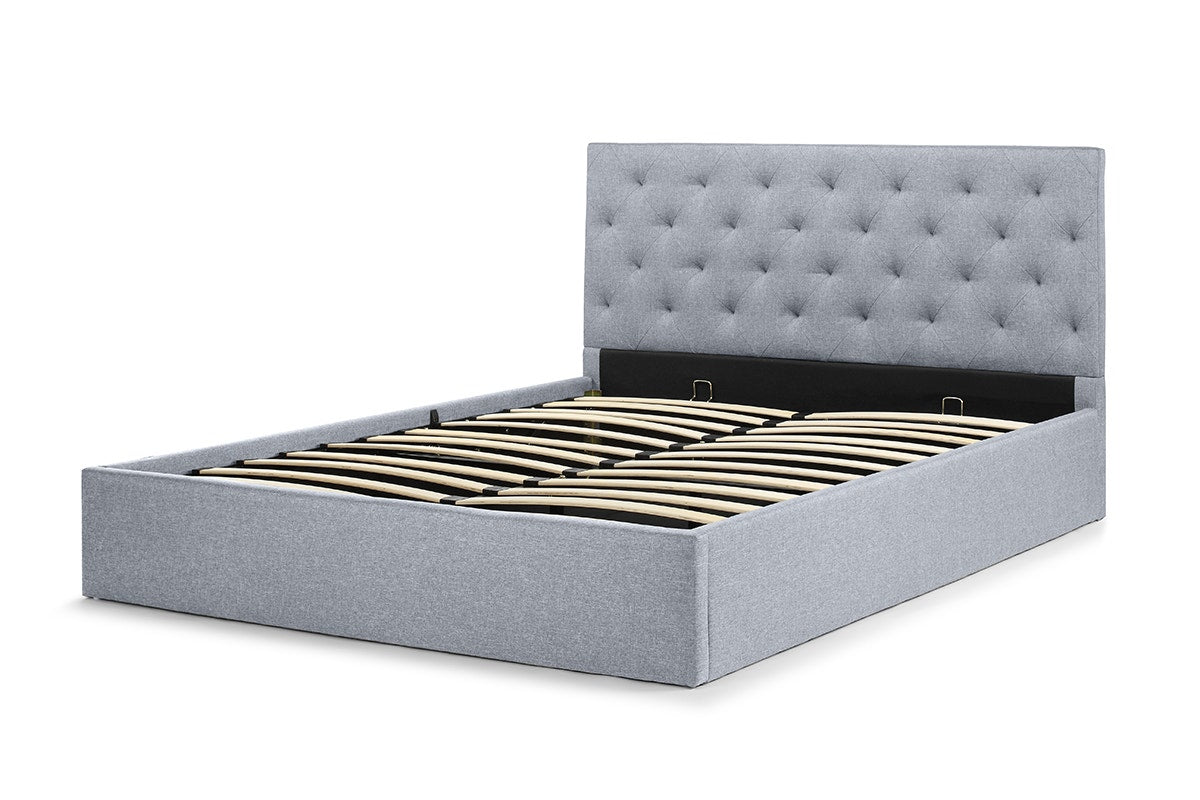 Shangri-La Newport Gas Lift Bed Frame (Pewter Grey, Queen)