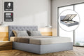Shangri-La Newport Gas Lift Bed Frame (Pewter Grey, Queen)