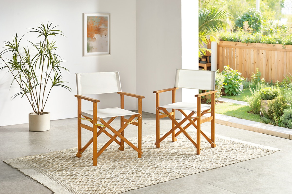 Set of 2 Shangri-La Belize Wooden Outdoor Director's Chairs (White)