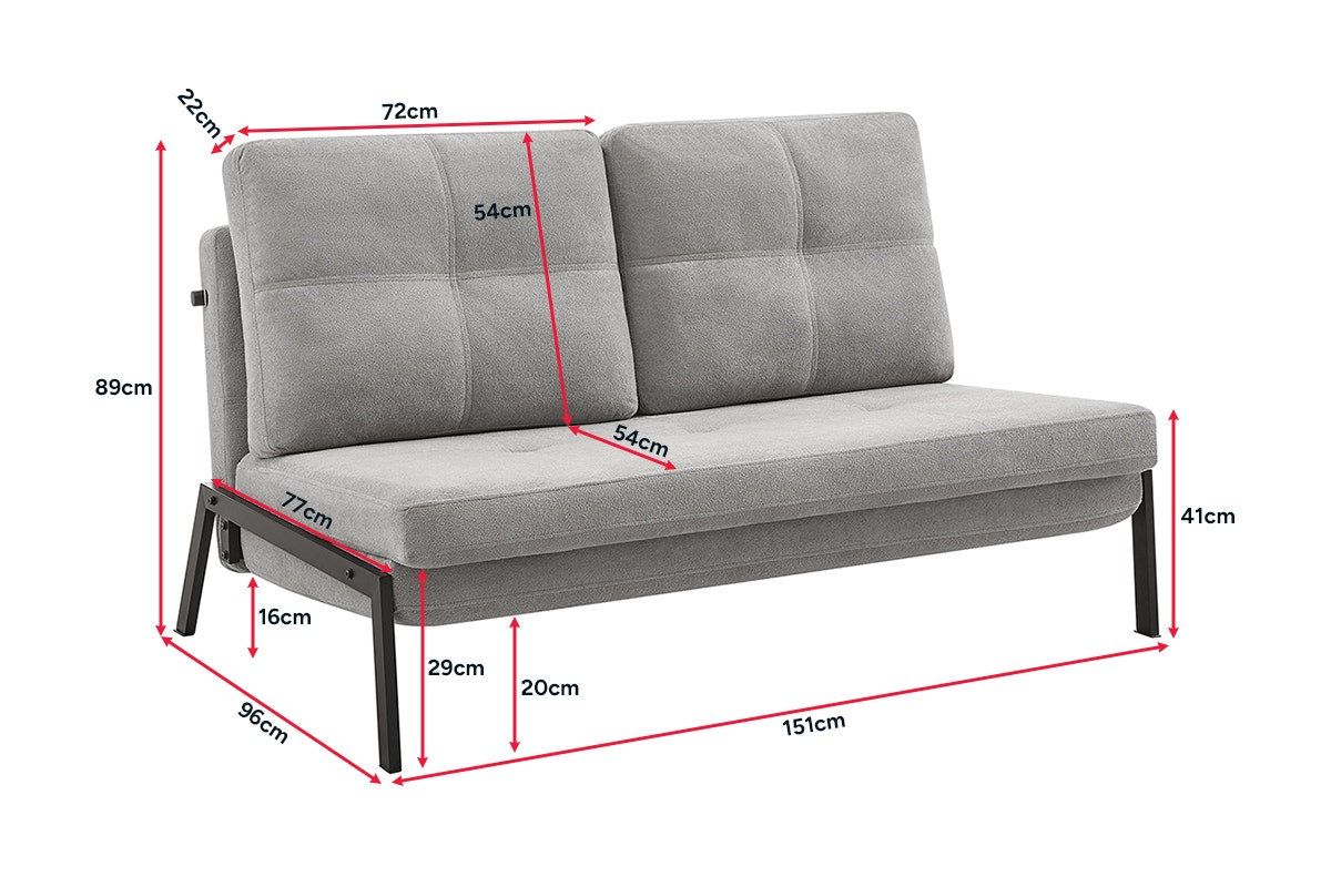 Shangri-La Brad Upholstered Double Sofa Bed (Grey)