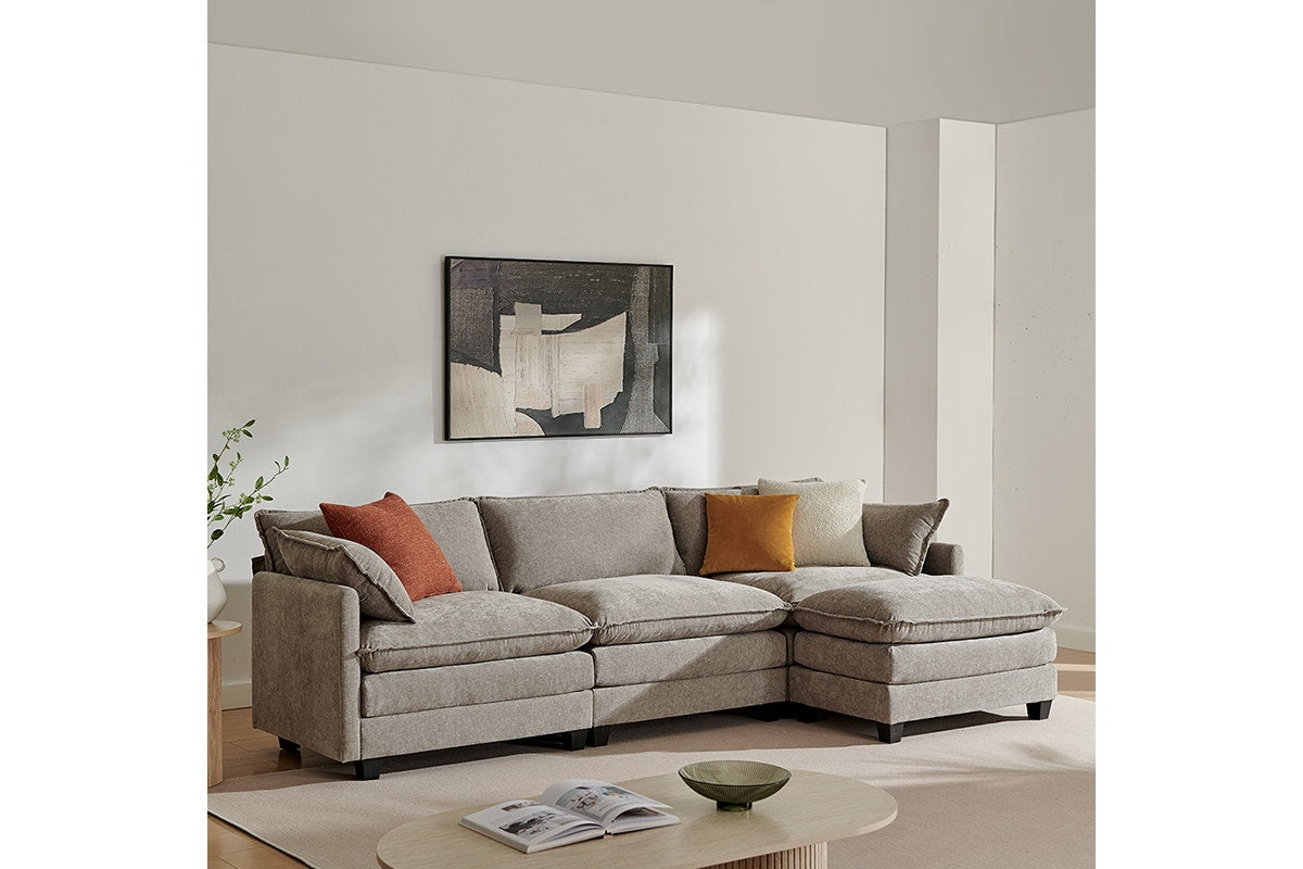 Shangri-La Balos 4 Seater Sofa with Ottoman (Grey)