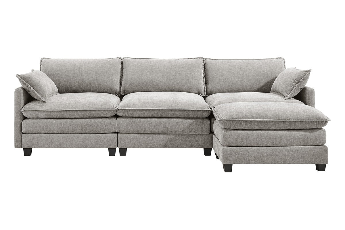 Shangri-La Balos 4 Seater Sofa with Ottoman (Grey)