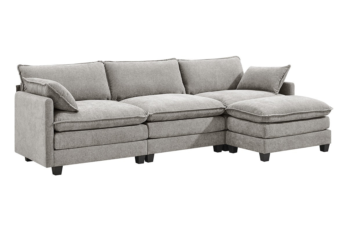 Shangri-La Balos 4 Seater Sofa with Ottoman (Grey)