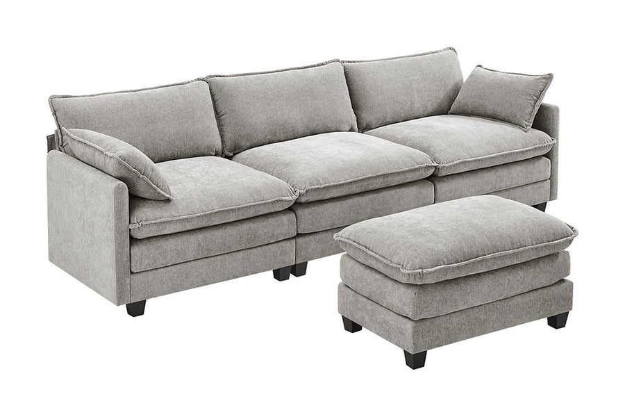 Shangri-La Balos 4 Seater Sofa with Ottoman (Grey)