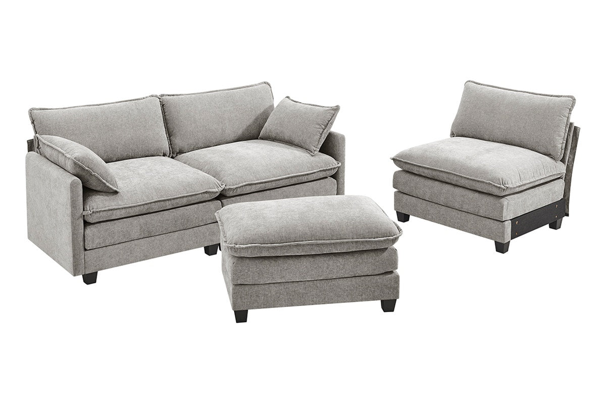 Shangri-La Balos 4 Seater Sofa with Ottoman (Grey)