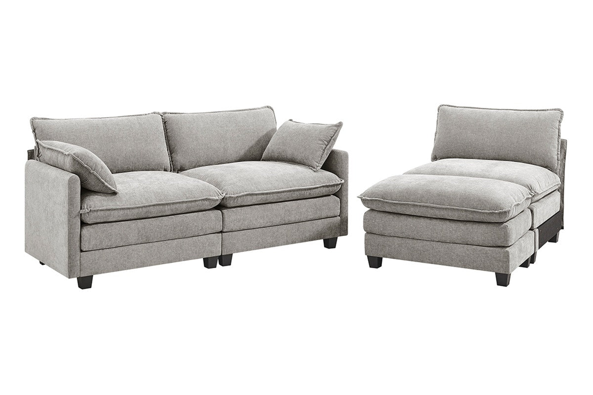 Shangri-La Balos 4 Seater Sofa with Ottoman (Grey)