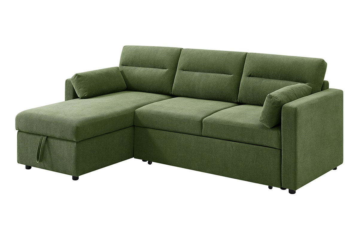 Shangri-La Carter 4 Seater Queen Sofa Bed with Reversible Chaise (Green)