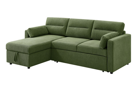 Shangri-La Carter 4 Seater Queen Sofa Bed with Reversible Chaise (Green)