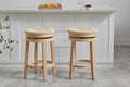 Set of 2 Shangri-La Chesil Solid-Wood Woven Swivel Bar Stool​s