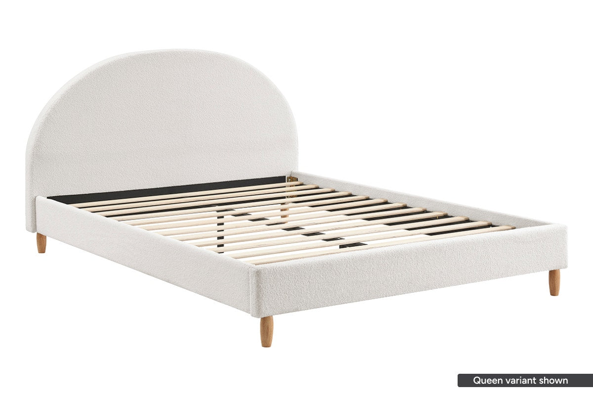 Shangri-La Carmel Boucle Bed Frame (White, Double)