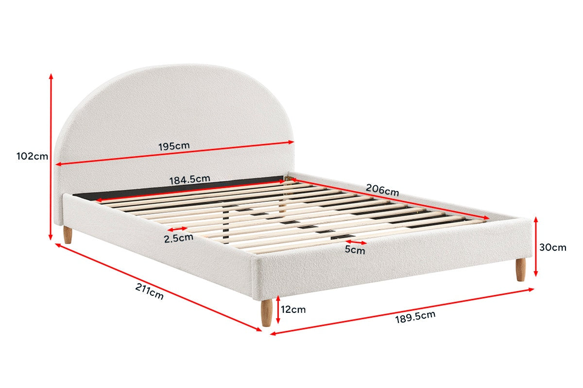 Shangri-La Carmel Boucle Bed Frame (White, King)