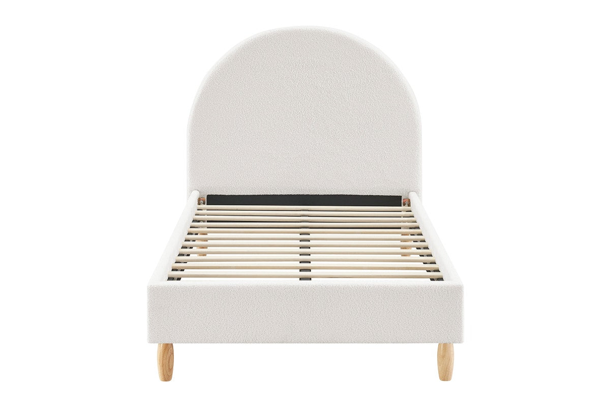 Shangri-La Carmel Boucle Bed Frame (White, Single)