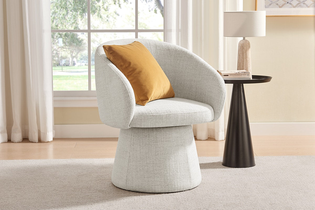 Shangri-La Castro Upholstered Swivel Dining Chair (Beige)