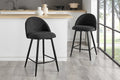 Set of 2 Shangri-La Charley Curved Back Bar Stools (Black/Black)