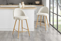 Set of 2 Shangri-La Charley Curved Back Bar Stools (Off White/Wood)