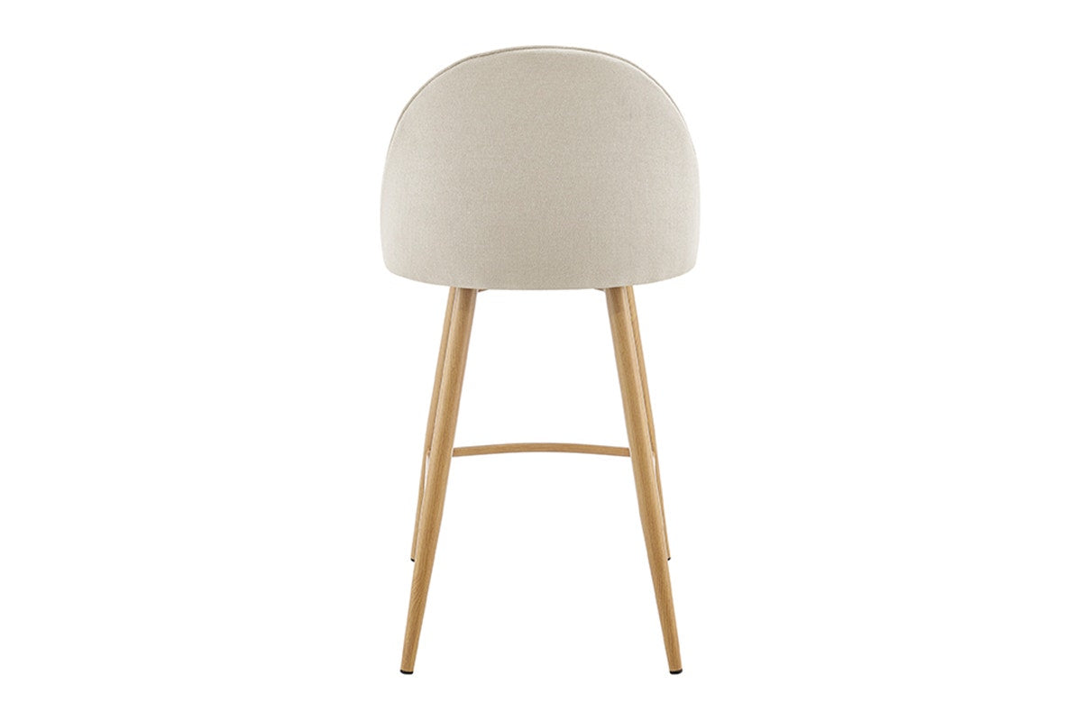 Set of 2 Shangri-La Charley Curved Back Bar Stools (Off White/Wood)