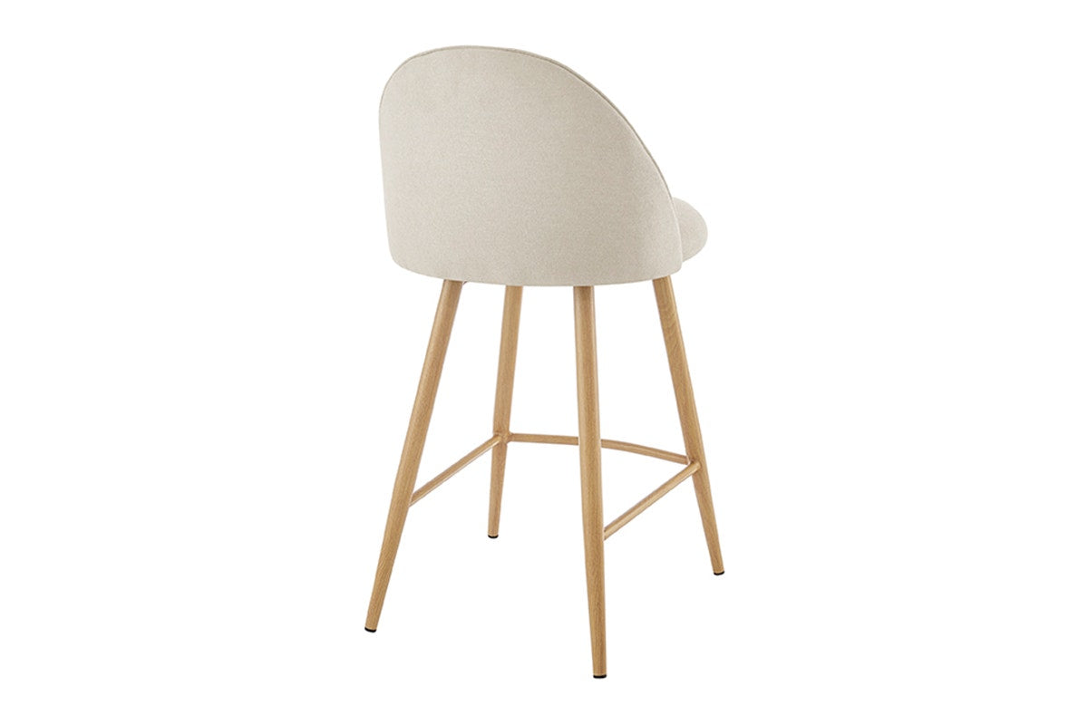 Set of 2 Shangri-La Charley Curved Back Bar Stools (Off White/Wood)