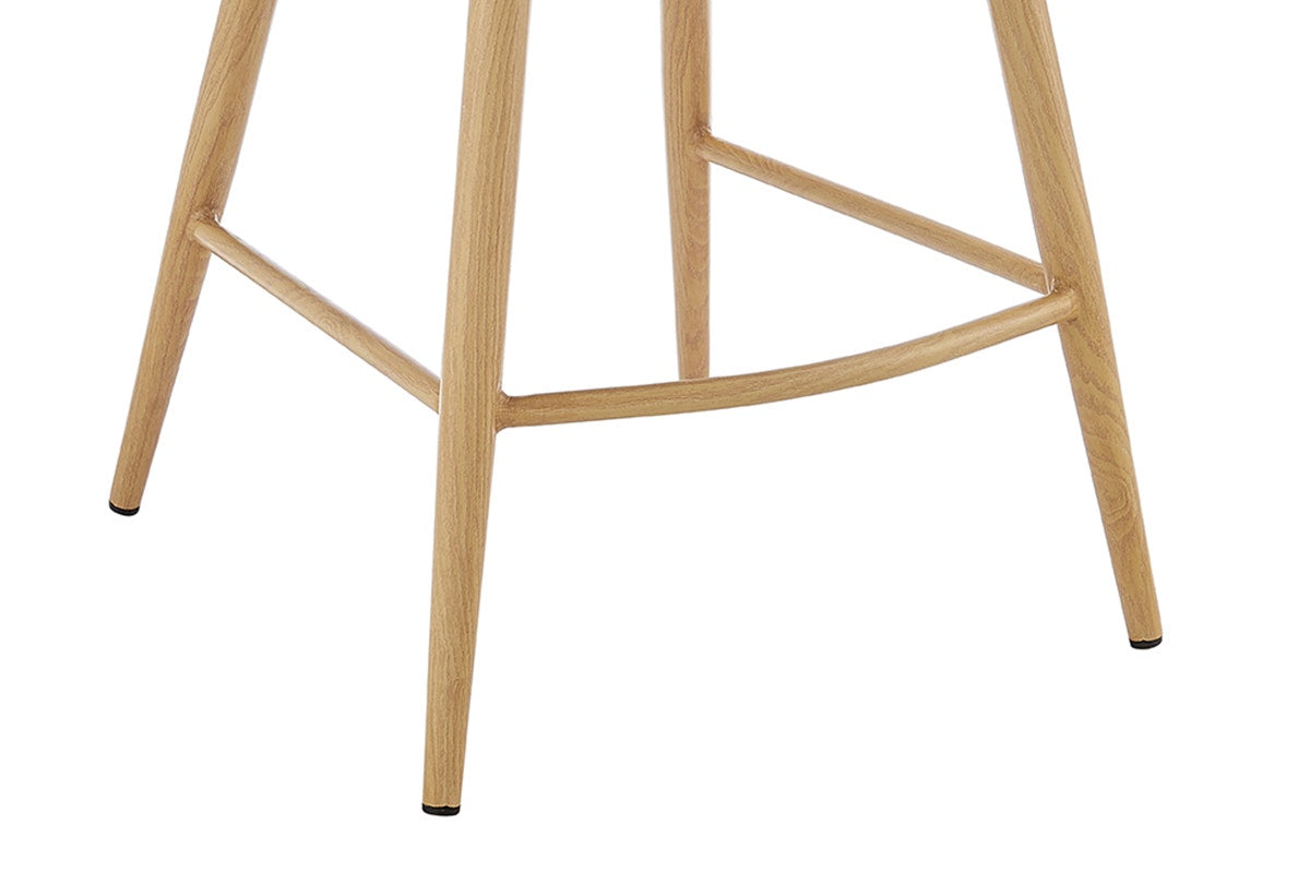 Set of 2 Shangri-La Charley Curved Back Bar Stools (Off White/Wood)