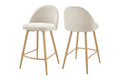Set of 2 Shangri-La Charley Curved Back Bar Stools (Off White/Wood)