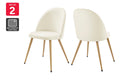 Set of 2 Shangri-La Charley Curved Back Dining Chairs (Off White/Wood)