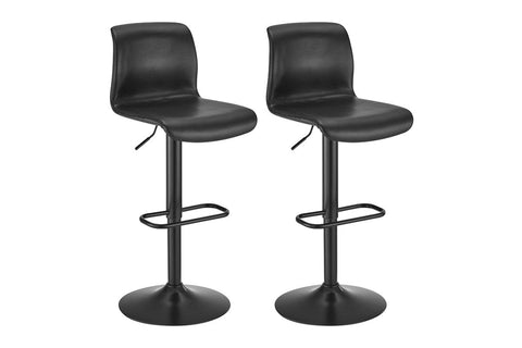 Set of 2 Shangri-La Jackson Height Adjustable Bar Stools (Black/Black PU)
