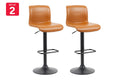 Set of 2 Shangri-La Jackson Height Adjustable Bar Stools (Black/Tan PU)