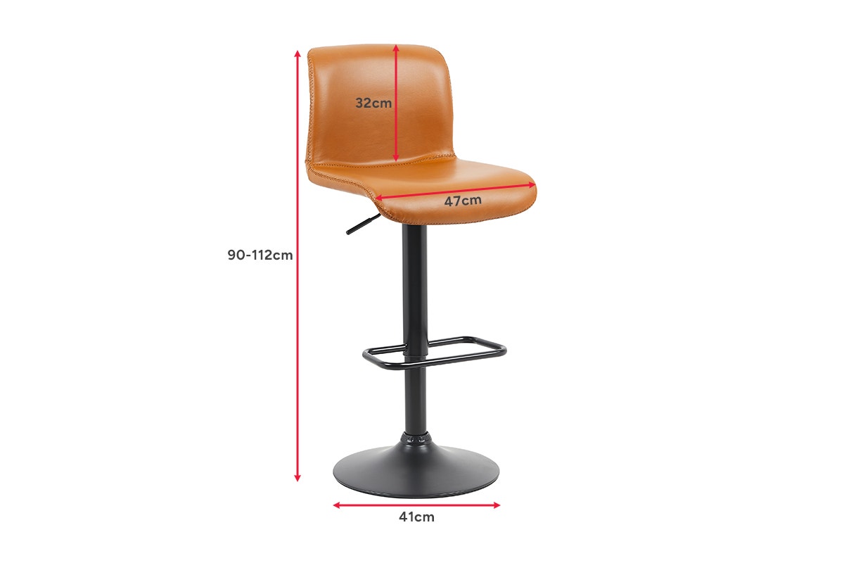 Set of 2 Shangri-La Jackson Height Adjustable Bar Stools (Black/Tan PU)