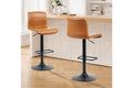 Set of 2 Shangri-La Jackson Height Adjustable Bar Stools (Black/Tan PU)