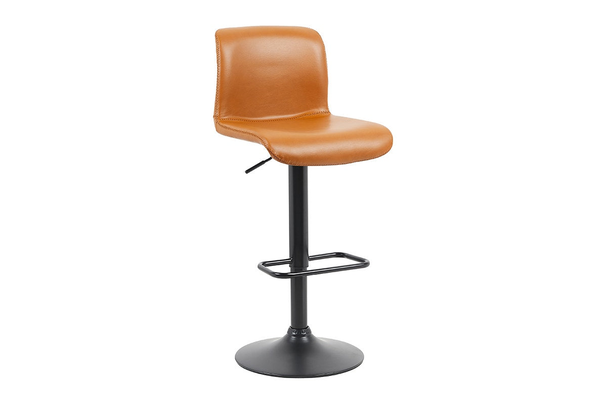 Set of 2 Shangri-La Jackson Height Adjustable Bar Stools (Black/Tan PU)