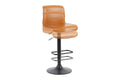 Set of 2 Shangri-La Jackson Height Adjustable Bar Stools (Black/Tan PU)