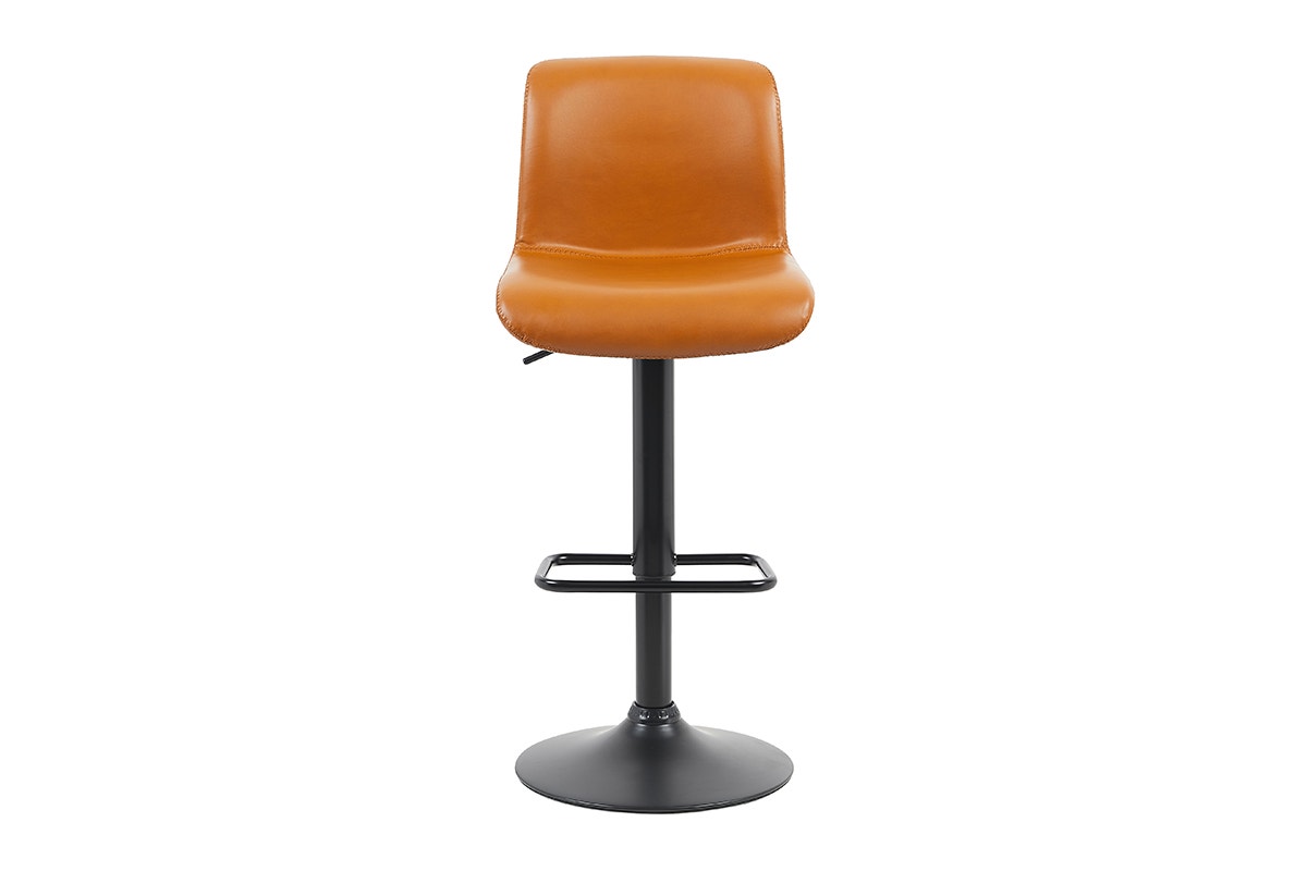 Set of 2 Shangri-La Jackson Height Adjustable Bar Stools (Black/Tan PU)