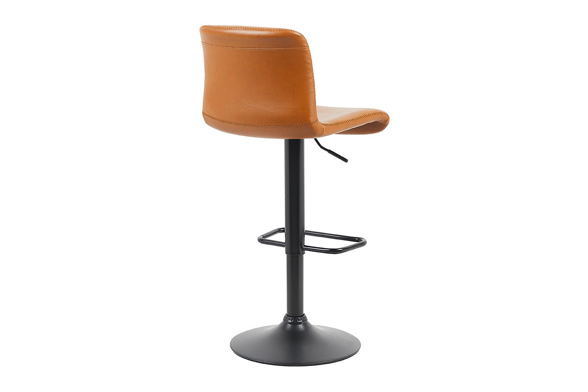 Set of 2 Shangri-La Jackson Height Adjustable Bar Stools (Black/Tan PU)