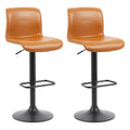 Set of 2 Shangri-La Jackson Height Adjustable Bar Stools (Black/Tan PU)